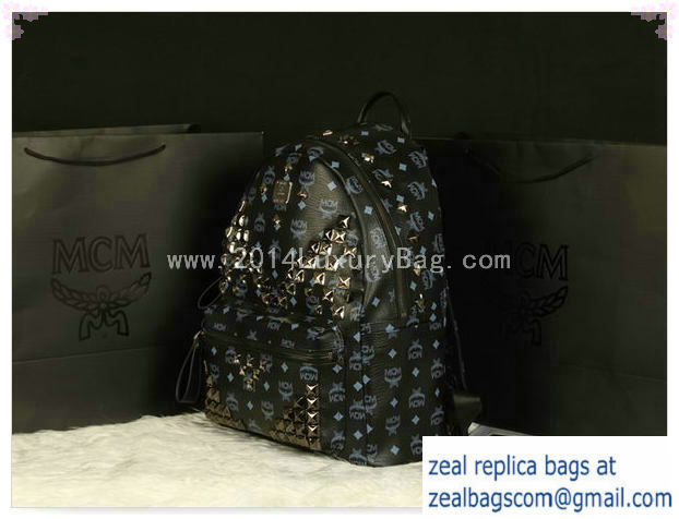 High Quality Replica MCM Stark Backpack Jumbo in Calf Leather 8100 Black